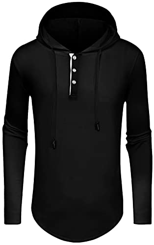 Aiyino Men's Long Sleeve Fashion Athletic Hoodies Sport Sweatshirt Hip Hop Pullover XXL Black