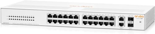HPE Networking Instant On Switch Series 1430 26-Port Gb Unmanaged Layer 2 Ethernet Switch | 26x 1G | 2X SFP Uplink Ports | Fan-Less | US Cord (R8R50A#ABA)