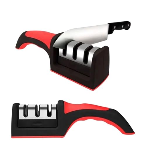 Afiador e Amolador Manual de Facas e Tesouras Profissional em 3 Estágios: Precisão, Segurança e Dura