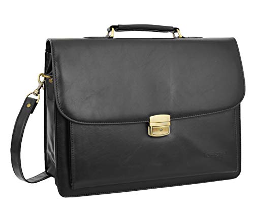 Porte-documents noir en faux cuir pour homme et sacoche ordinateur Sam
