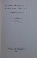 Consumer Demand in the United States, 1929-1970. B008YMC6BC Book Cover