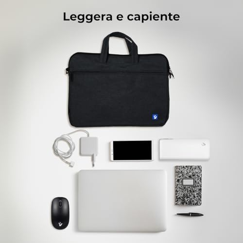 VulTech SC-1560 Borsa Nera per Notebook 15.6”,Slim con Vano pc Imbottito, Maniglie e Tasca Esterna, Tracolla rimovibile e regolabile - 9