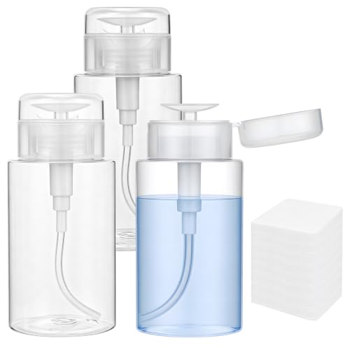 3 Pièces Flacon Pompe Vide 200 ML avec 200 Pièces Coton Démaquillants