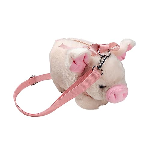 Sac à bandoulière cochon en peluche fille : grand volume scolaire et léger