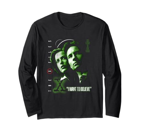 X-Files I Want to Believe Green Glow Believe 90's TV Show Long Sleeve T-Shirt