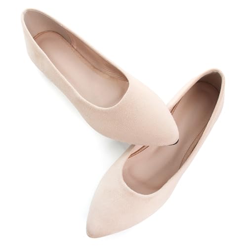 Image of Dear Time Women's Pointed Toe Ballet Flats Simple Casual Office Work Flats Slip-on Comfortable Shoes