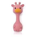 farout Giraffe Beißring - Rassel & Greifling - Babyspielzeug 6 Monate - Ostergeschenke für Baby - Spielzeug ab 3 Monate - Beißspielzeug - Geschenk für Babies (Dark pink)