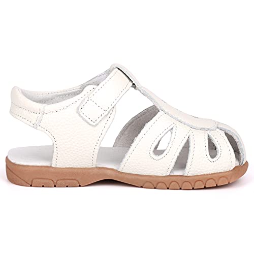 Femizee Sandals For Girls Closed Toe Princess Summer Flat Sandal Size 5.5 Toddler White,1553 Cn22 #TOP5