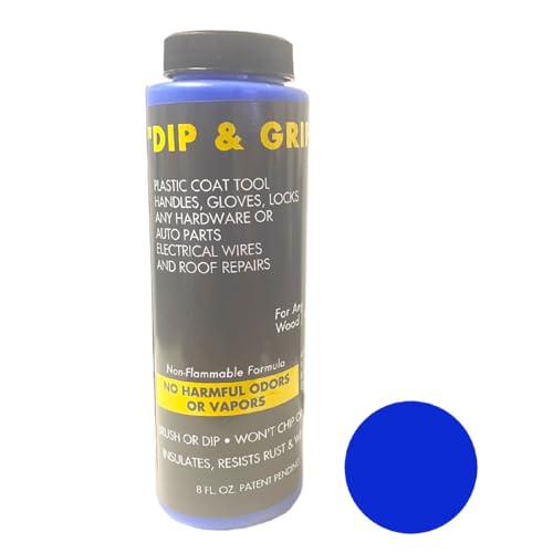 Dip and Grip Rubberized Plastic Coating Tool Handles Cables Vehicles Abrasion Corrosion Slipping - (Blue) 8 Fl. Oz
