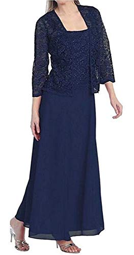 Robe de soirée en dentelle Snow Lotus pour femme avec veste en mousseline de soie - Bleu - 42 Cover