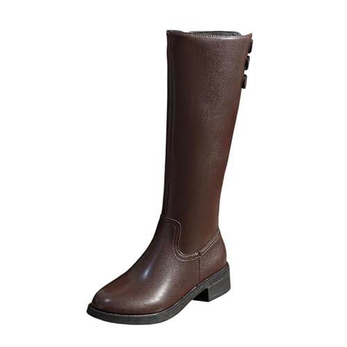 Bottes d'hiver marron pour femme en taille 40 avec fermeture éclair latérale et bout rond
