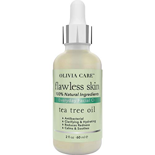 Tea Tree Everyday Flawless Essential Facial Oil By Olivia Care â€“ 100% Natural. Nourishing, Plump, Reviving, Hydrating, Calming & Soothing. Stabilize & Retain Moisture - For All Skin Types - 2 fl oz