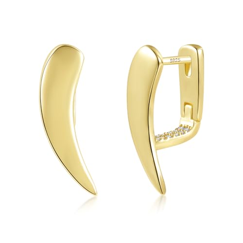 ALEXCRAFT Boucles d'Oreilles Femme Créoles Or Lune Strass Huggie – vue 7
