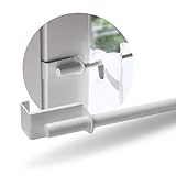 Rollina Gardinenstange zum Klemmen ohne Bohren | Klemmstange für Gardinen & Scheibengardinen | Vorhangstange Klemmstange ausziehbar 60–90 cm und Rahmenstärke 13-17 mm | Vitragenstange weiß Metall