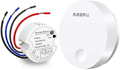 KEEKU Wireless Lights Switch Kit, No Wiring Quick Create or Relocate On/Off Switches for Lights Lamps Fans Appliances, No Battery Remote Control Portable Waterproof Switch for House Lighting