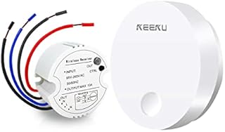 KEEKU Wireless Lights Switch Kit, No Wiring Quick Create or Relocate On/Off Switches for Lights Lamps Fans Appliances, No Battery Remote Control Portable Waterproof Switch for House Lighting