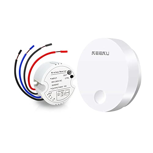 KEEKU Kit de Interruptor de Luces Inalámbricas, Sin Cableado Para Crear o Reubicar Interruptores de Encendido/Apagado Para Luces, Lámparas, Electrodomésticos, Sin Batería, Control Remoto, Portátil Cover