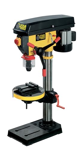 Fartools Perceuse d'établi 550W, hauteur 1m, col de cygne 162,5mm, mandrin autoserrant 16mm, 16 vitesses de rotation 180-2770tr/min, étau 100mm