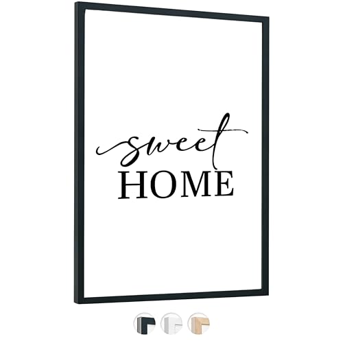 edihome, Cornice A3, (1 unità), 29,7 x 42, Legno, Portafoto, Laminato Acrilico, per Diploma Universitario, da Parete, Poster, Cornici, per Quadri (Nero, 1 unità)