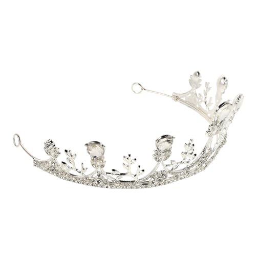 Tocado de novia de aleación fina con diseño de corona de princesa en plata