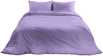 ROHI® Lilac Single Duvet Cover Set - Premium Polycotton Percale Quilt Cover with Pillowcases - Breathable-Button Closure - Hypoallergenic Super Soft Bedding Set (Single, Lilac)