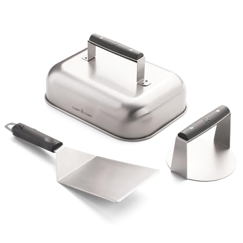 Camp Chef Smashed Burger Kit - Flat-Top Griddle Accessories Include Grill Spatula, Burger Press & Melting Dome