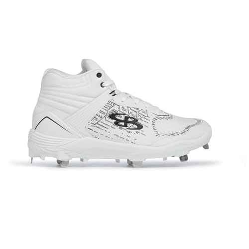 Boombah Viper Pureknit Men's Metal Mid Cleat - White Out - Multiple Color Options - Multiple Sizes3