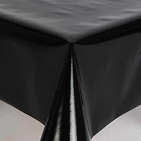 HOME-EXPRESSIONS Plain Black Pvc Wipe Clean Vinyl Oilcloth Tablecloth with Textile Backing (100cm x 140cm Rectangle) Cover