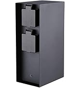 Novatool 2X Outdoor Steckdosensäule I 4 Fach I Edelstahl I Anthrazit I Eckig I IP44 I Steckdosenl...
