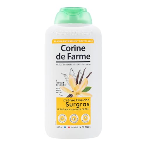 Corine de Farme - Crème Douche Surgras à l'Extrait de Vanille - pH Neutre, Origine Naturelle - Contrôle Dermatologique - Fabrication 100% Française - 500ml