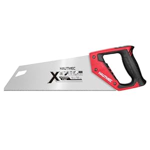 HAUTMEC 350MM X-Sharp Pro Hand Saw for Cuts Comfort, Quality and Accuracy, Fine-Cut Handsaw with 12 TPI Triple-Ground Teeth and 1mm Thickened Large Blade, Bi-Material Ergonomic Handle – HT0295
