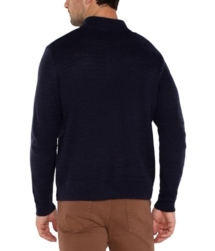 Liverpool Los Angeles Men's Button Mock Neck Sweater, Navy2