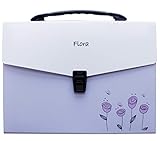 Snail&Hawk 13-Pockets Poly Accordion Expanding-File-Folder with Handle and Tabs,A4 Size,Purple Flora