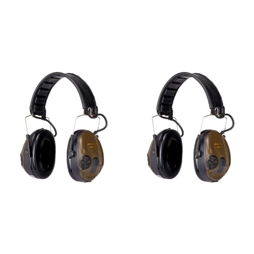 3M PELTOR SportTac - Casque anti-bruit - Protection auditive pour la chasse contre les bruits de fusil - Atténuation 26 dB - 1 x casque antibruit, vert (Lot...