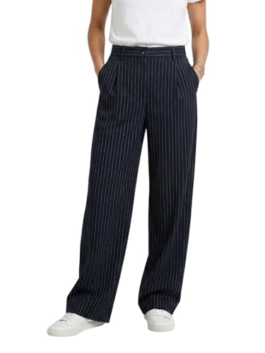 Pantalon large tennis femme taille haute anti-silhouette tassée coupe ample