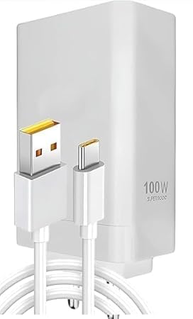 Image of 100W SuperVOOC USB Fast Charger Adapter for ealme, One Plus, Vivo, IQOO, Poco - Next-Level Charging Performance, Power Up Speed - only Adapter White (DEC124)