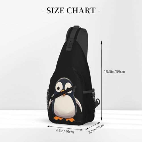 Mochila tipo sling con diseño de pingüino negro miniatura 2
