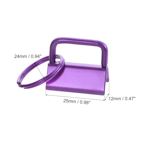 uxcell 20Pcs 25mm/ 1-inch Key Fob Hardware with Keychain Ring for Bag Webbing Wristlets Lanyards, Purple - Image 2