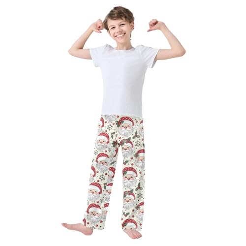 Boys' Pants Santa Claus Snow Christmas Long Bottoms Jogger Pants Elastic Waist Trousers with Pockets S-XL2