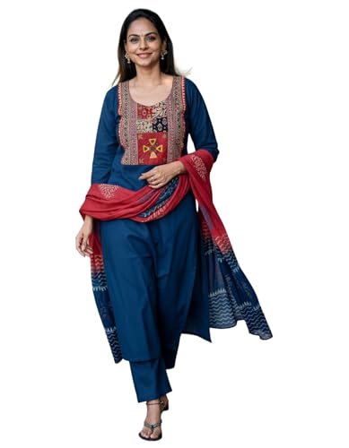 Image of ANNI Designer Women's Rayon Viscose Printed Straight Kurta with Pant & Dupatta