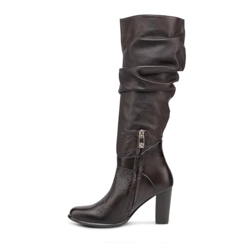 FRANCO CUADRA Women's Tall Leather Boots, Dark Brown4