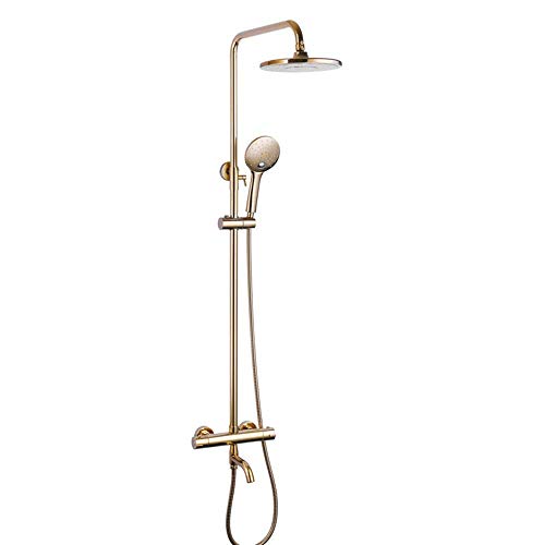 Ensemble thermostatique doré pour douche moderne effet pluie d'été
