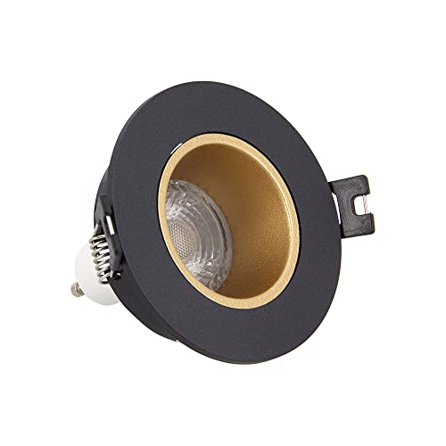 Xanlite SP50RANO LED Plafond encastrable Spot GU10 50W 2700K Rond orientable Noir et Or IP20-SP50RANO, 50 W