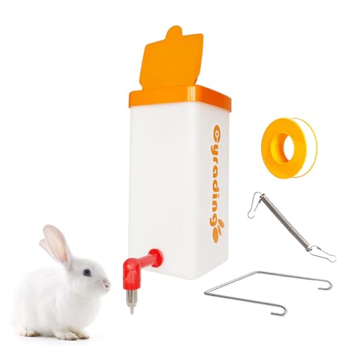 1L Water Bottles for Rabbits, Ferrets, Guinea Pigs Non Drip Hanging Rabbit Water Bottle for Small Animal (Orange, 1)