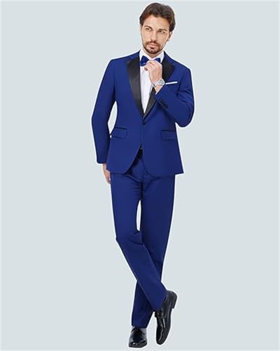 FLwuhui Men's 2 Piece Suit One Button Slim Fit Formal Wedding Prom Tuxedo Suits Blazer Pants Peacock Lapel Commuting Business2