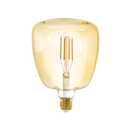 Eglo LED E27 dimmable, ampoule vintage ambre MID SIZE Ø 14 cm, lampe LED rétro, 4 W (équiv. 35 W), 400 lm, E27 LED blanc chaud 2200K, ampoule Edison T140