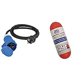 as - Schwabe Camping CEE-Adapterleitung Caravan, 1,5m H07RN-F 3G2,5 mit CEE-Kupplung & Schutzkontaktstecker 230V, 16A, Schwarz, IP44, 60486 & Sicherheitsbox Sicherheit für Schuko Rot I 48707