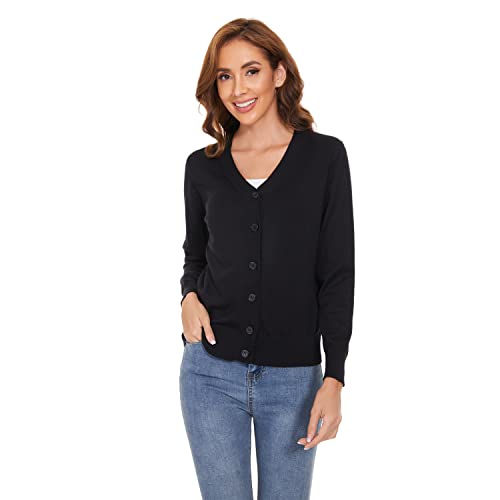 Women's V Neck Button Down Long Sleeve Cardigan Sweater2