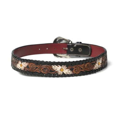 Image of Handcrafted Engraved Design Leather Belt with Embossed Buckle by N Z Overseas