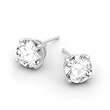 Jeulia Classic Round Cut Sterling Silver Stud Earrings Round Clear CZ Jewelry Women's Stud Earrings Cubic Zirconia Gift for Women Love Party Jewelry Valentine'S Day,Women'S Day Gift For Ears